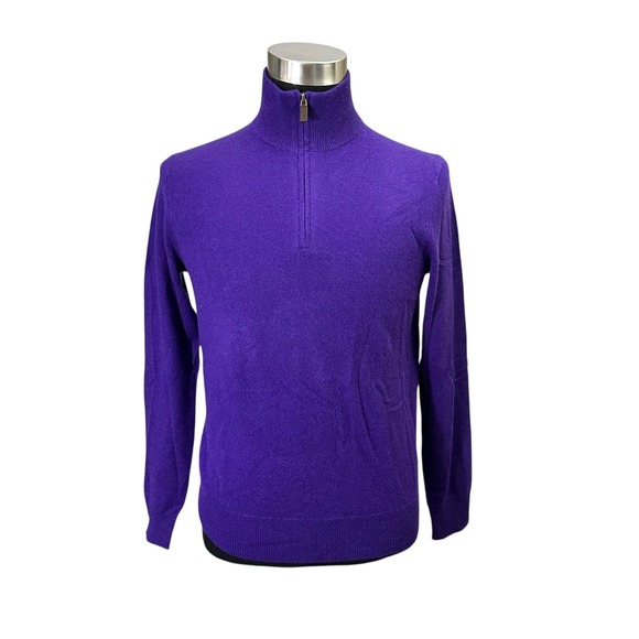POLO RALPH LAUREN Purple Cashmere Pullover Turtle Neck Sweater Mens Small New - Picture 1 of 11